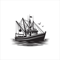 fishing boat for graphic design silhouette illustration