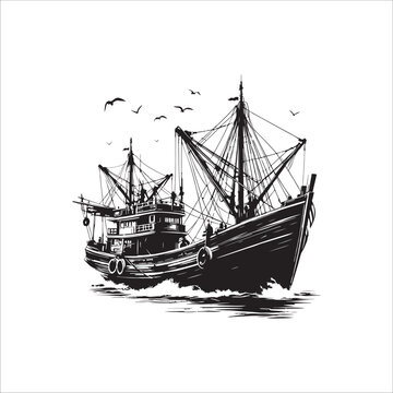 recommend clip art: fishing boat for graphic design silhouette