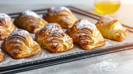 Crusty Danish pastry fresh from the oven, photorealistic vertical scene, detailed gourmet bakery atmosphere, traditional pastry delight, focus cover all object, deep dept of field