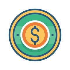 Obraz premium Cash Money Dollar Vector Illustration Icon for UI Design Web Development
