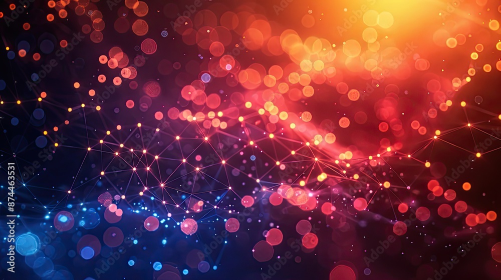 Poster abstract representation of a digital information network