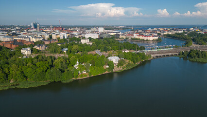 Helsinki city capital fo Finland. These drone photos capture the beautiful city of Helsinki from...