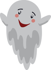 Funny ghost vector illustration. Halloween scary and friendly character