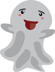 Funny ghost vector illustration. Halloween scary and friendly character