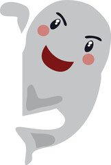 Funny ghost vector illustration. Halloween scary and friendly character