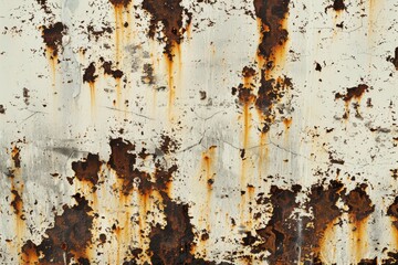 Brown  black  and yellow rust on white enamel background.