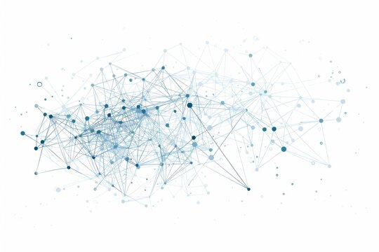 A network of interconnected nodes representing the flow of data in a data science system. Illustration on a clear white background