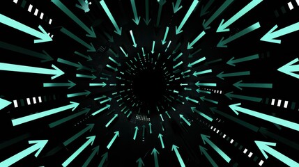 Futuristic Green Arrows on Black Background for Business Growth Concept