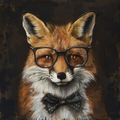 A fierce fox wearing stylish sunglasses and a leather jacket, exuding a cool and rebellious attitude, set against a dark background
