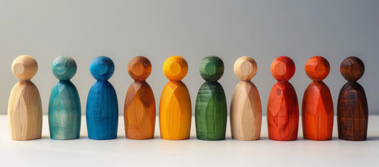 Wooden and colored figures representing diversity and inclusion