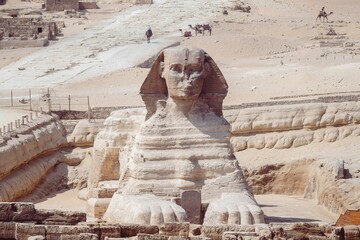 Great Sphinx of Giza against the background of the desert. Egypt