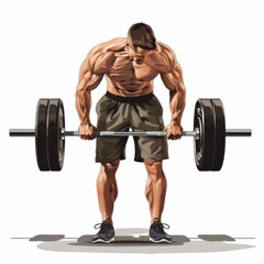 Fototapeta premium CrossFit training clipart, fitness element, realistic illustration, intense, isolated on white background