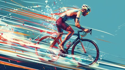 Dynamic flat of air cycling exercises with speed lines and motion blur, highenergy workout concept