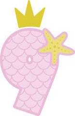 Mermaid Number 9 With Starfish