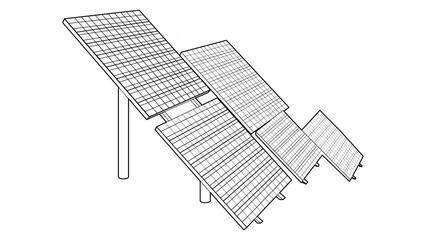 Line drawing showing a solar panel installation