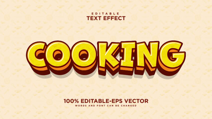 cooking editable text effect logo 3D design	
