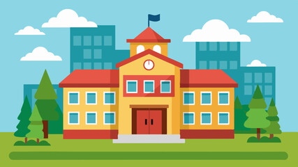 School Building Vector Illustration Capturing Educational Excellence