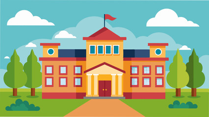 School Building Vector Illustration Capturing Educational Excellence