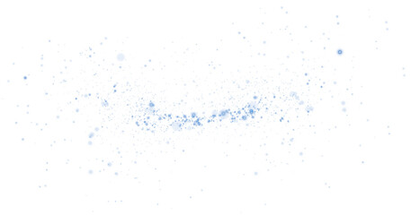 Magic shining blue dust. Christmas background. Powder dust light PNG. Fine, shiny dust bokeh particles fall off slightly. Fantastic shimmer effect. PNG.