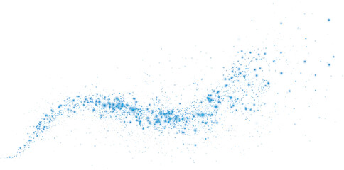 Magic shining blue dust. Christmas background. Powder dust light PNG. Fine, shiny dust bokeh particles fall off slightly. Fantastic shimmer effect. PNG.