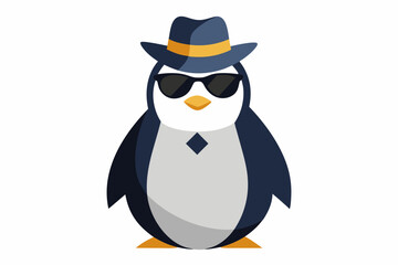 A penguin wearing sunglass, and a hat vector image illustration