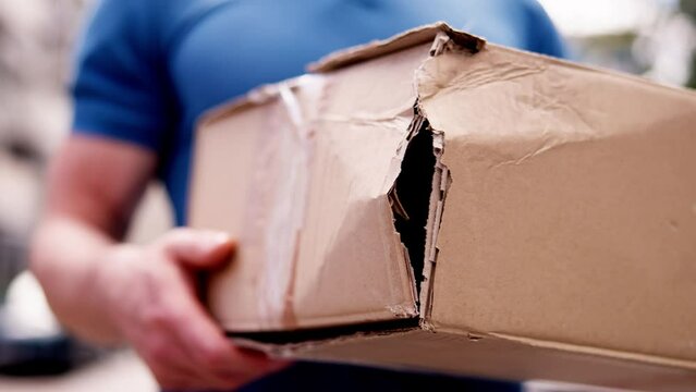 The mailman was carrying a box with a fragile item inside, but a mistake led