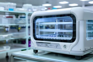 Fototapeta premium An incubator maintaining precise environmental conditions for growing cultures, equipped with realtime monitoring and alerts, with copy space