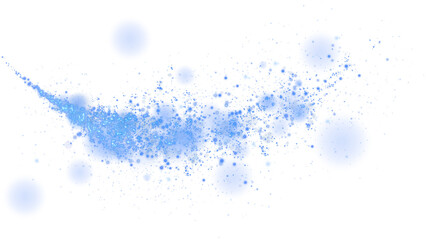 Magic shining blue dust. Christmas background. Powder dust light PNG. Fine, shiny dust bokeh particles fall off slightly. Fantastic shimmer effect. PNG.