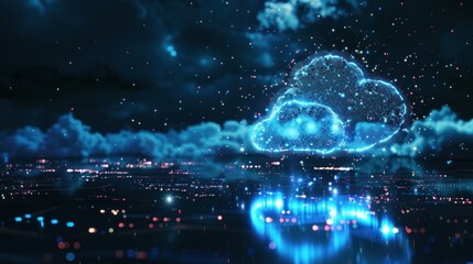 Obraz premium Cloud Computing Over City Lights