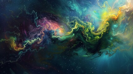 Colorful Cosmic Nebula and Stars in Deep Space. Galactic Wonders and Universe Art