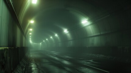 A traffic tunnel with vehicles passing through, illustrating transportation infrastructure.

