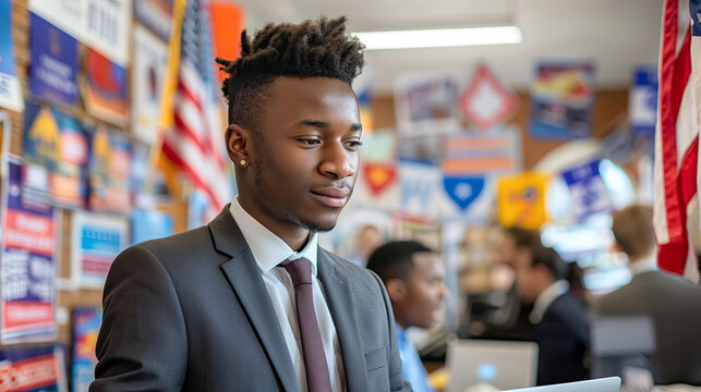 Young Professional African American Man at University Career Fair
