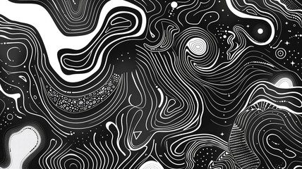 Modern Black-and-White Design with Line Art
