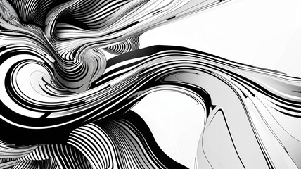 Black-and-White Background with Intricate Line Art