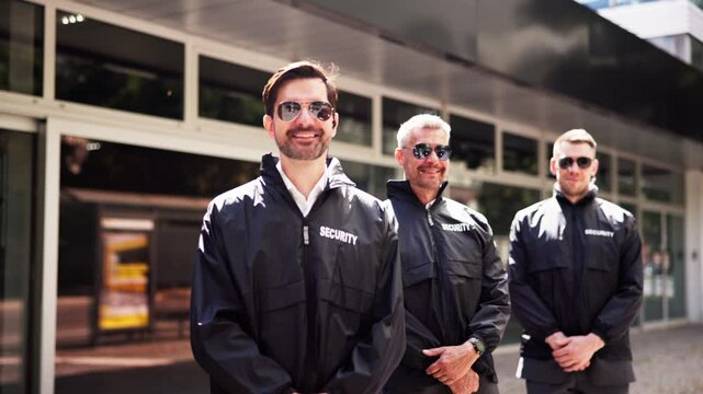Professional Security Guard Ensuring Event Safety with His Close-knit Group