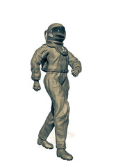 astronaut is walking on white background