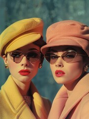 Two Retro Chic women wearing elegant 60's fashion