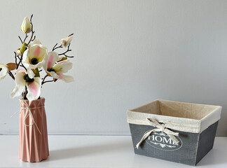 vase of flowers magnolia at home modern interior 
