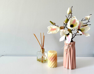 vase of flowers magnolia at home modern interior 