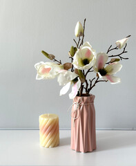 vase of flowers magnolia at home modern interior 