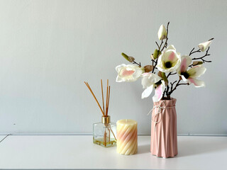 vase of flowers magnolia at home modern interior 