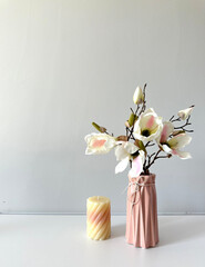 vase of flowers magnolia at home modern interior 