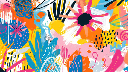 Cheerful Doodles on a Bright Playful Background