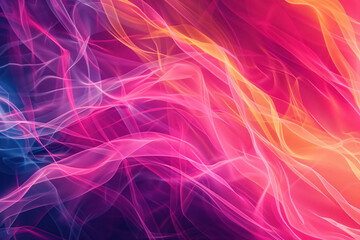 Fototapeta premium Creative abstract lines in bright gradient colors creating a wave effect on a dark background