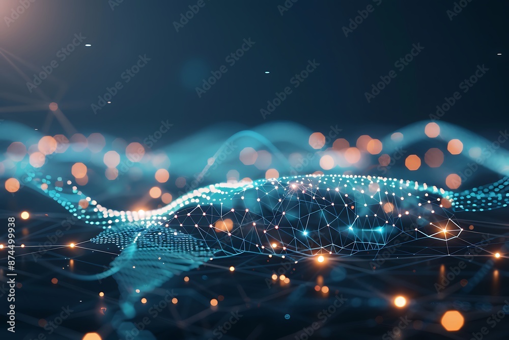 Fototapete Global network connection.Big data analytic and business concept,Global communication and networking