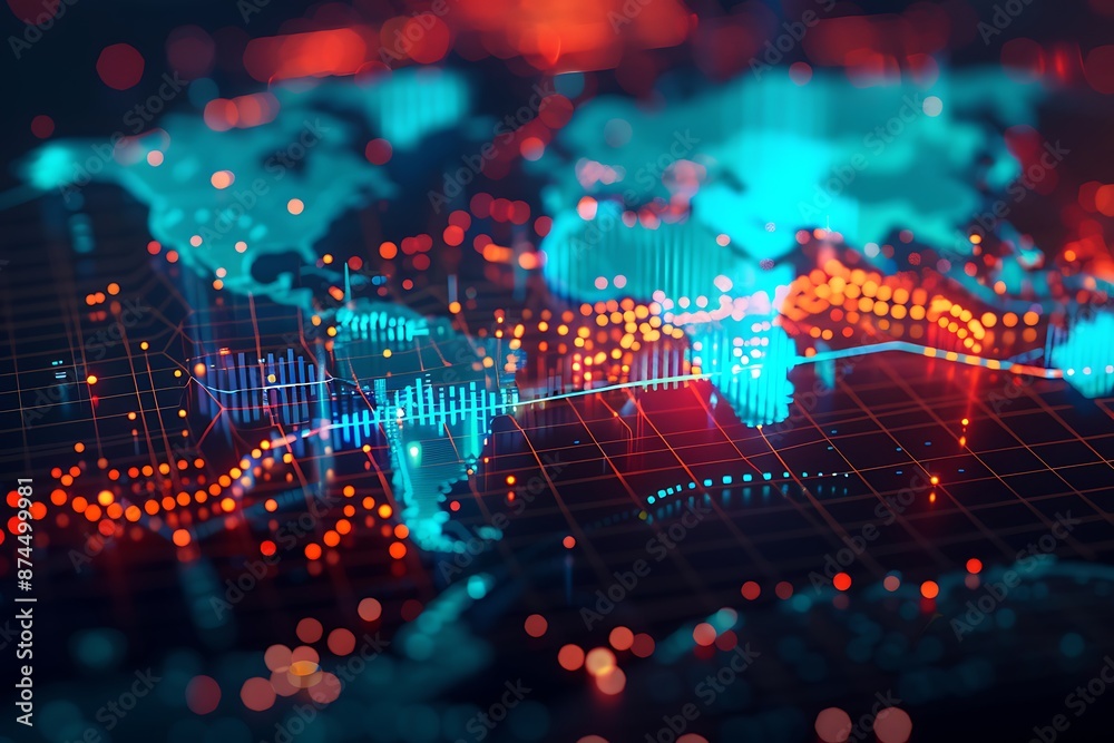 Leinwandbilder Global network connection.Big data analytic and business concept,Global communication and networking
