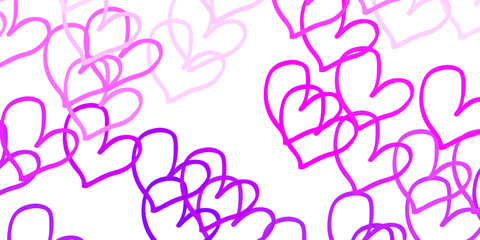 Light Purple vector background with Shining hearts.