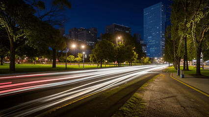 Fototapeta premium arafed view of a city street at night with a long exposure of light