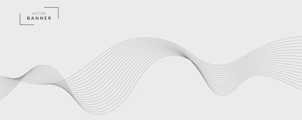 Abstract vector banner with grey wavy lines

