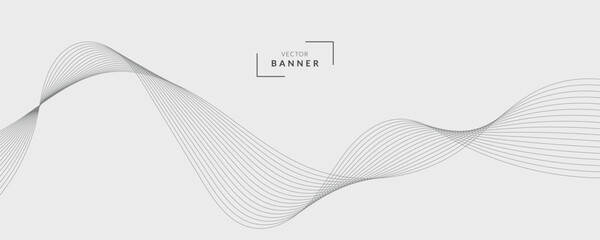 Abstract vector banner with grey wavy lines
